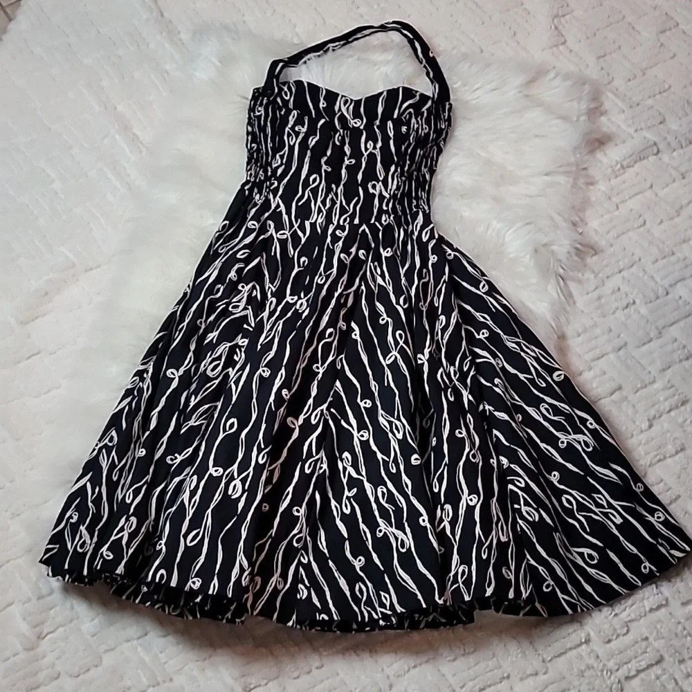 Anthropologie Girls of Savoy Cerys Dress Size 0 Halter 60s Black White Midi - Picture 8 of 10